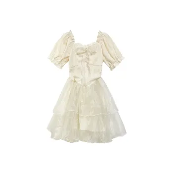 ONE PASS STUDIO Short-Sleeved Dresses Women's Apricot