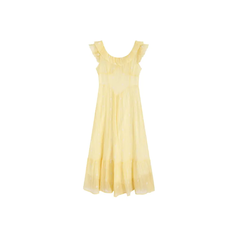 Garbege Short Sleeved Dresses Women's Yellow-0