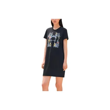 HERMES Short Sleeved Dresses Women's Black