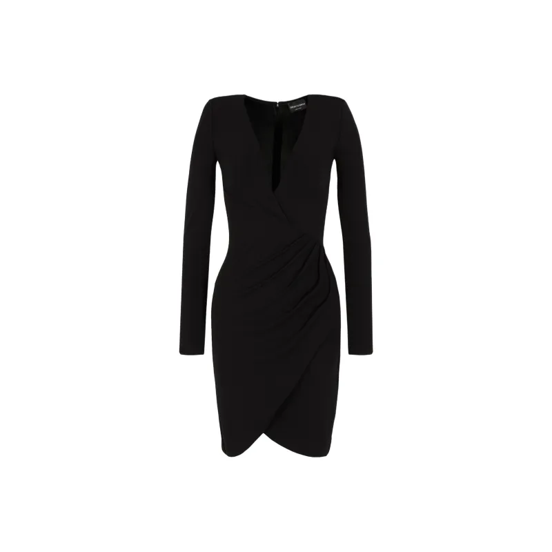 EMPORIO ARMANI Crepe look Stretch Interlock Jersey Dress With Cross over Neckline And Draping-0
