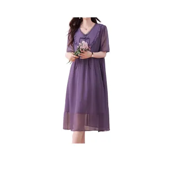 Mapping Short-Sleeved Dresses Women's Purple