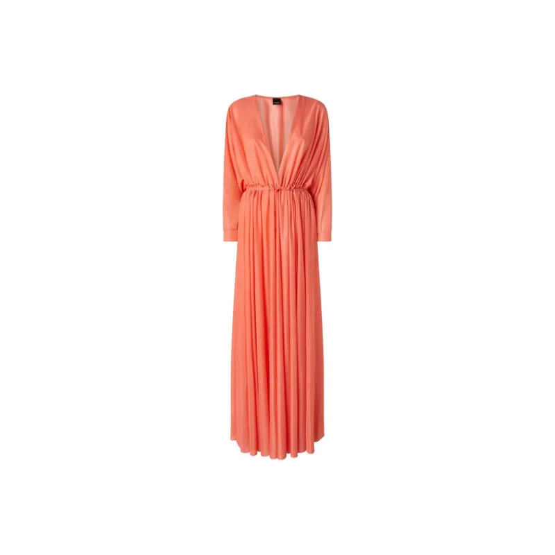 PINKO V Neck Ruched Maxi Dress-0