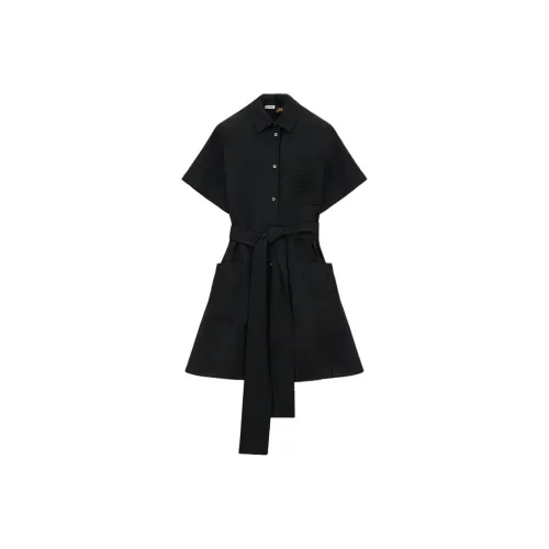 LOEWE Paula's Ibiza SS25 Short Sleeved Dress Women's Black