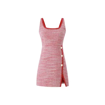 Three Quarters Sleeveless Dress Women's Red