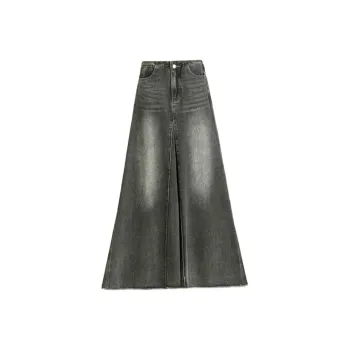 Hao Zhilang Denim Long Skirt Women's Maillard Brown
