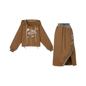 SNBL Casual Suits Women's Cropped Sweatshirt+Skirt