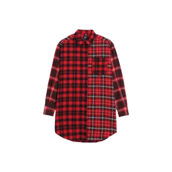GAP Long-Sleeved Dresses Women's Red Plaid