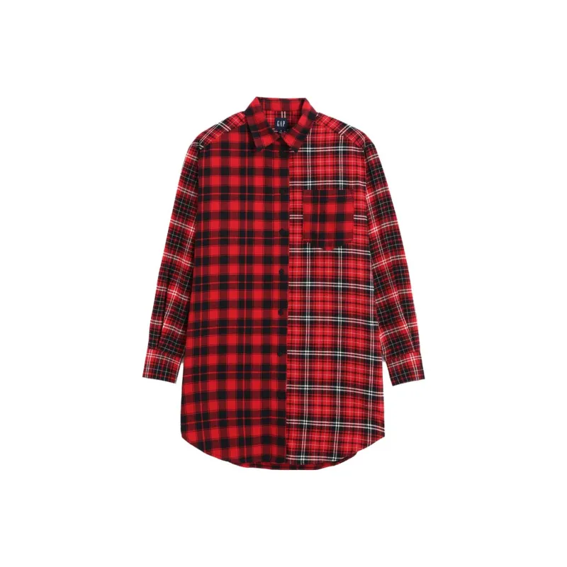 GAP Long-Sleeved Dresses Women's Red Plaid-0
