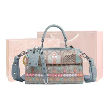 MISS GAIL Synthetic Leather Handbag Women's Bohemian Blue