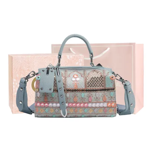 MISS GAIL Synthetic Leather Handbag Women's Bohemian Blue