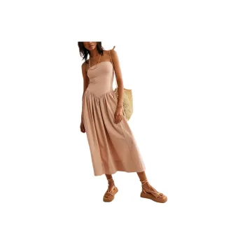 FREE PEOPLE Onda Drop-Waist Tube Midi Sleeveless Dress Women's Tuscany/Toscan