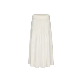 CHIWAWAMEME Knit Long Skirts Women's Gentle White Long Skirt