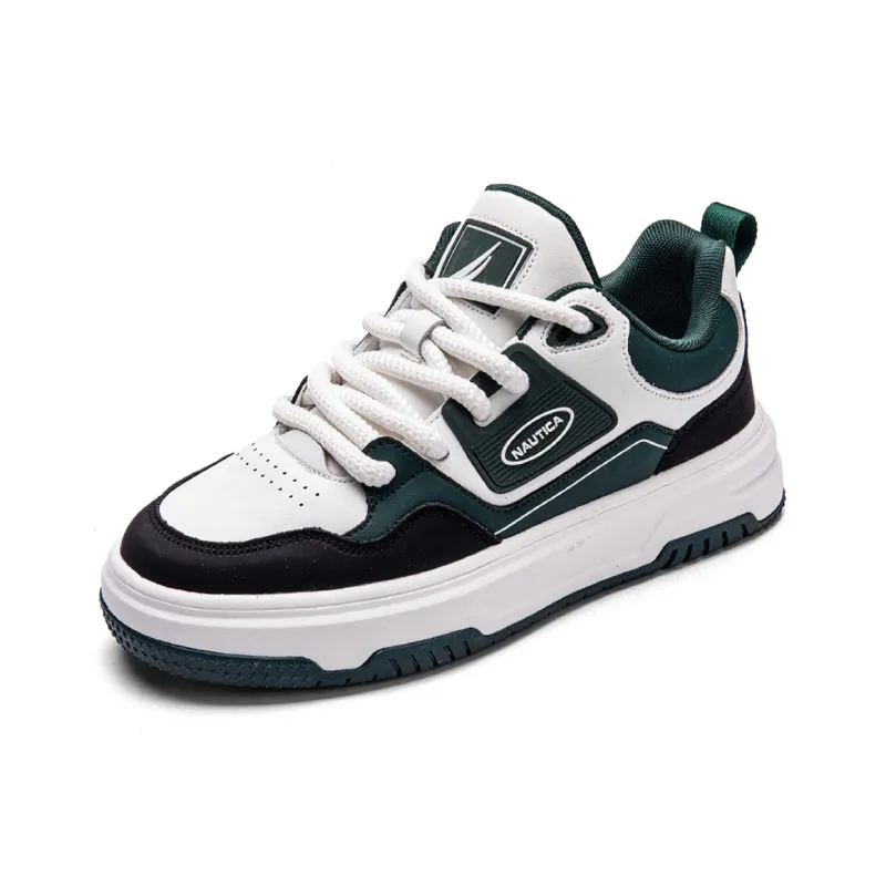 NAUTICA Abrasion Resistant Height Increasing Low Top Skateboard Shoes Men's White Green-1
