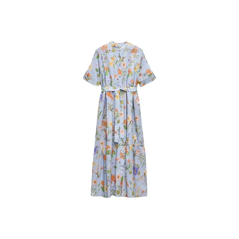 ZARA Short-Sleeved Dresses Women's Blue-0