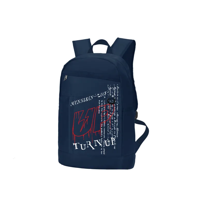 TURN UP Polyester Backpack Unisex Blue-1