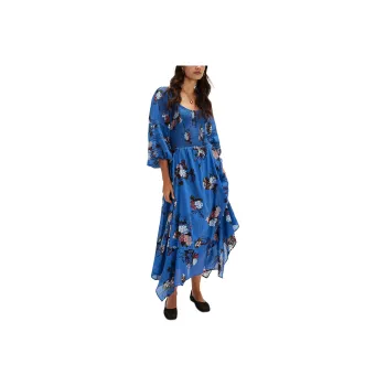 FREE PEOPLE Morning Glory Maxi Dress Long-Sleeved Dresses Women's Dutch Blue Combo