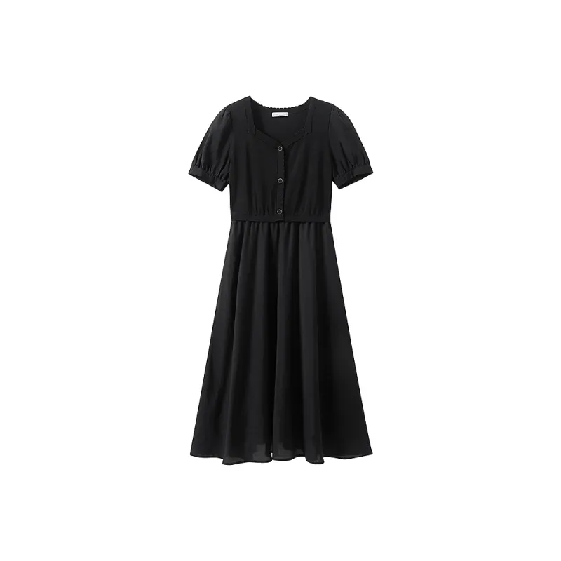Inman Short Sleeved Dress Women's Midnight Black-0