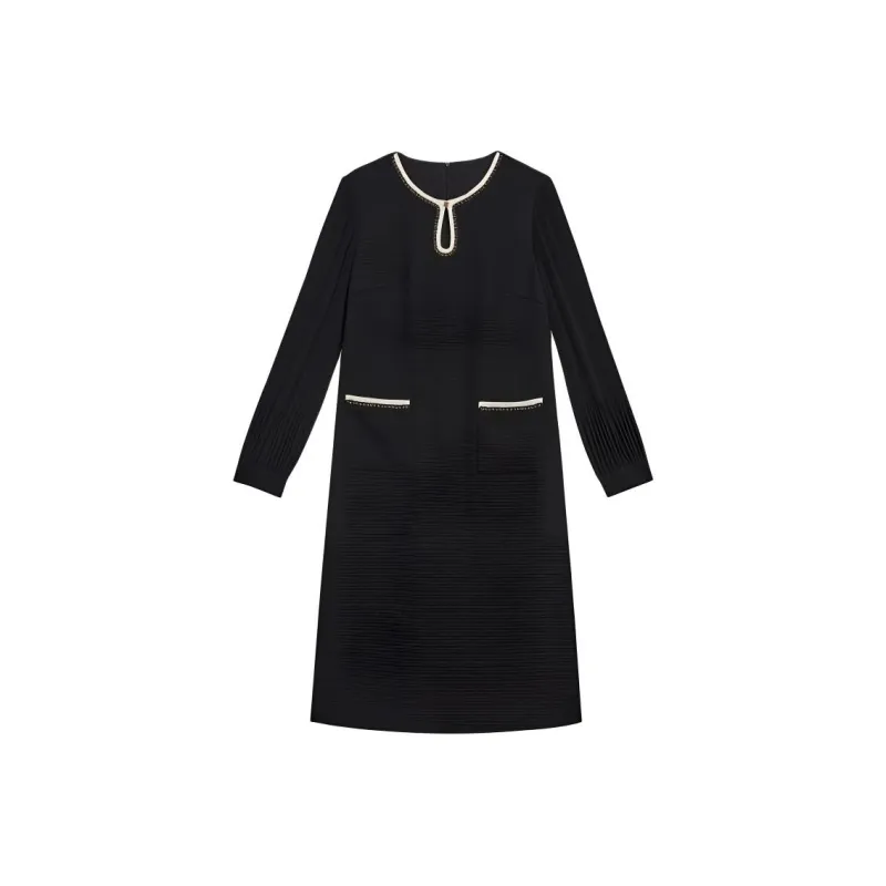 Yiner Long Sleeved Dresses Women's Black-0
