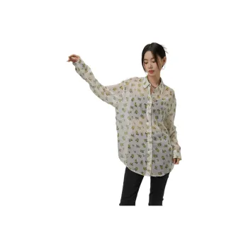 LA CRAWFISH Shirt Matching Set Women's White Base Small Flower