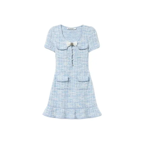 Self portrait Short Sleeved Dress Women's Blue Mixed Color