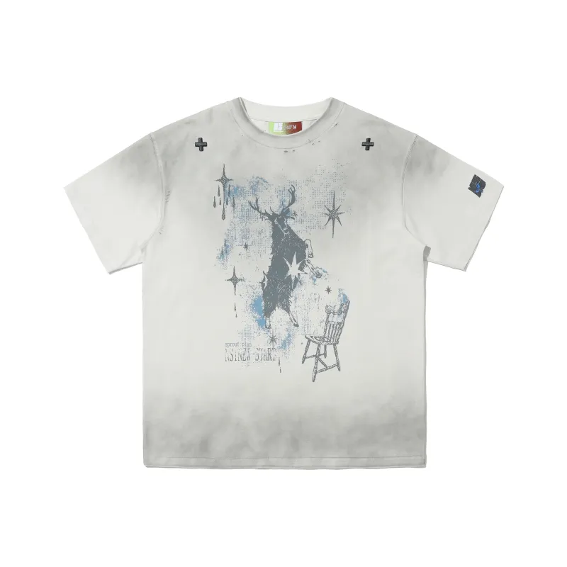 NSTNEW START T Shirts Unisex Dirty Dyed Light Gray-0