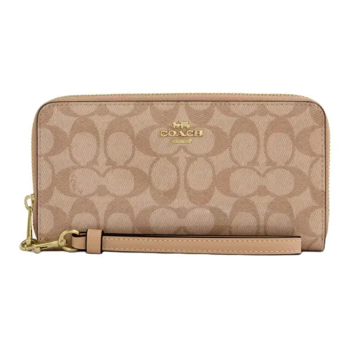 COACH Zip Around Canvas Bag Wallet Small Size Women's Brown