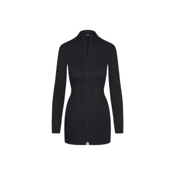 Khy SS24 DROP 007 Poplin Zip Mini Dress Long-Sleeved Dresses Women's Black