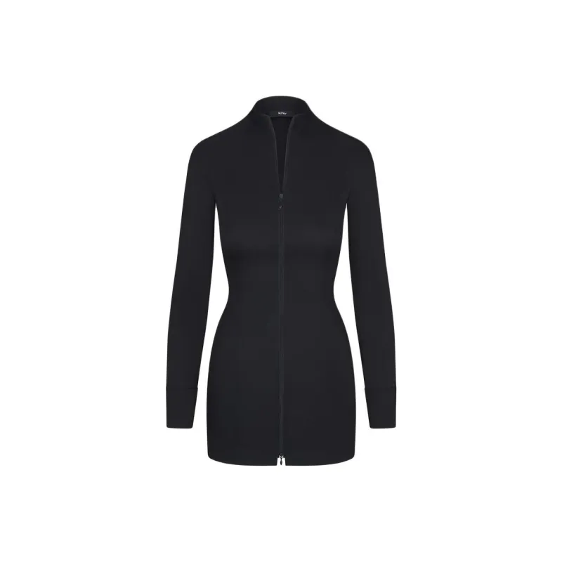 Khy SS24 DROP 007 Poplin Zip Mini Dress Long-Sleeved Dresses Women's Black-0