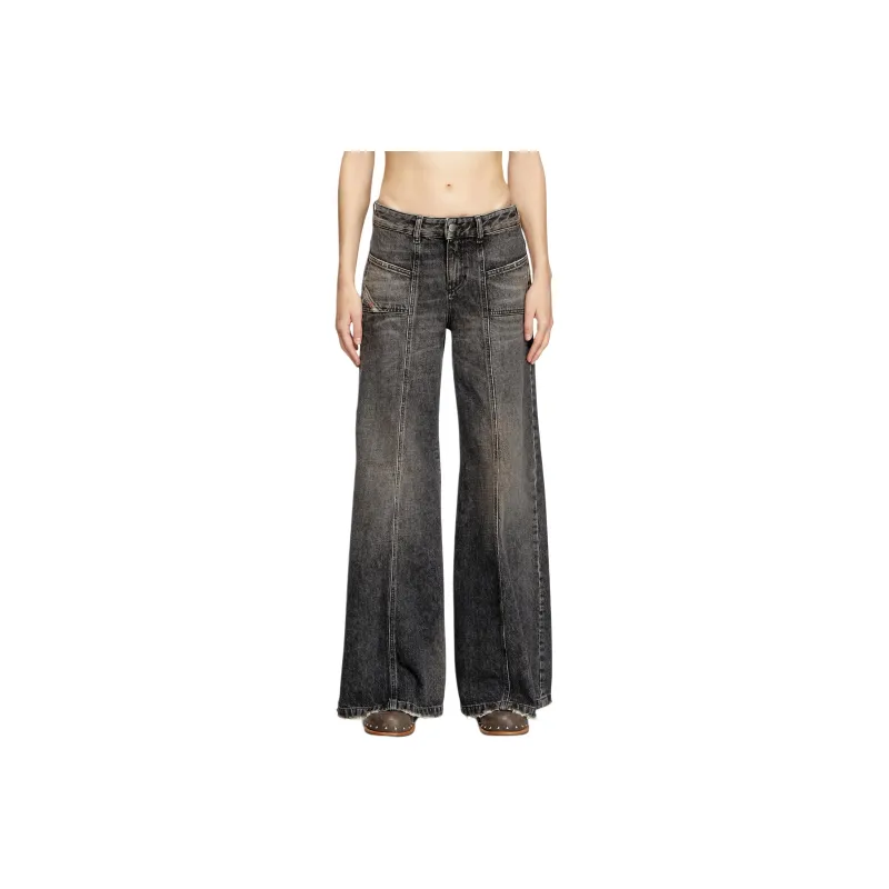 DIESEL D Akii Distressed Wide Leg Jeans-0