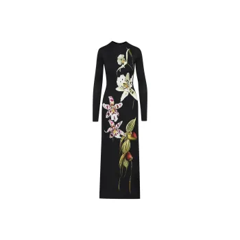 Oscar De La Renta Orchid Jersey Maxi Dress