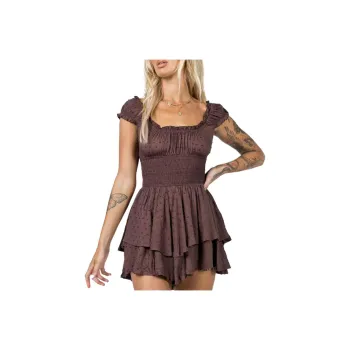 PRINCESS POLLY THE LOVE GALORE ROMPER BROWN Short-Sleeved Dresses Women's BROWN/Brown