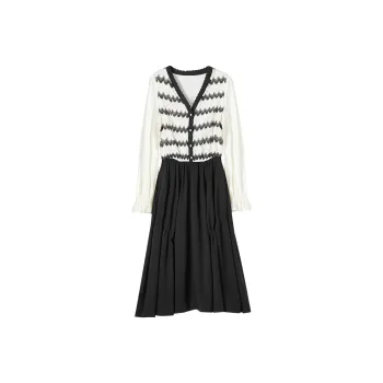 XIANGYING Long Sleeved Dresses Women's Black