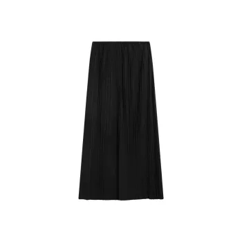 Massimo Dutti Leather Long Skirt Women's Black