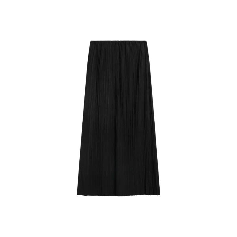 Massimo Dutti Leather Long Skirt Women's Black-0