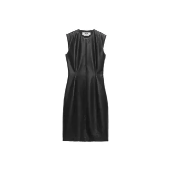 MSGM Faux-Leather Sheath Midi Dress