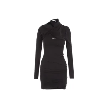 OFF WHITE Off Stamp Twist Detailed Long Sleeved Dress
