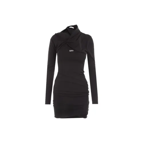 OFF WHITE Off Stamp Twist Detailed Long Sleeved Dress