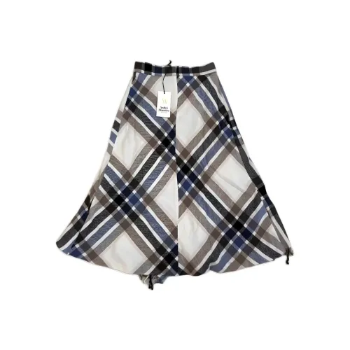 Andrè Maurice Knit Long Skirt Women's Gray Plaid