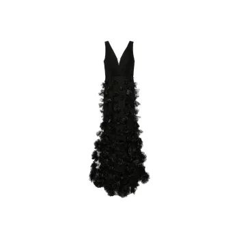 Marchesa Notte Floral-appliqué Tulle Gown