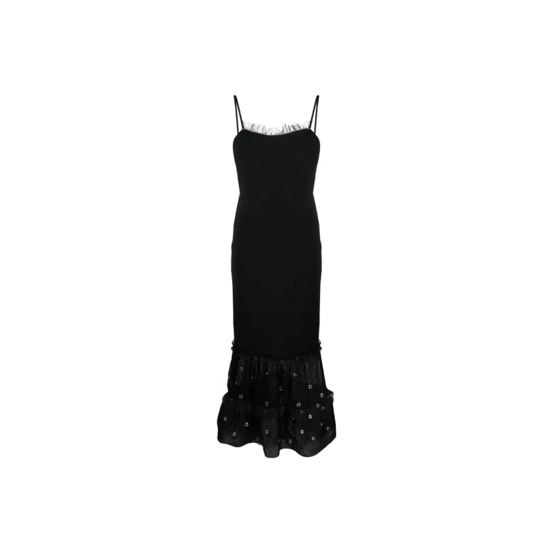 OFF WHITE Slip Dress, Regular Fit Women's Black-0