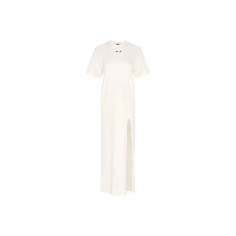 MSGM Short Sleeved Dress Women's Beige-0