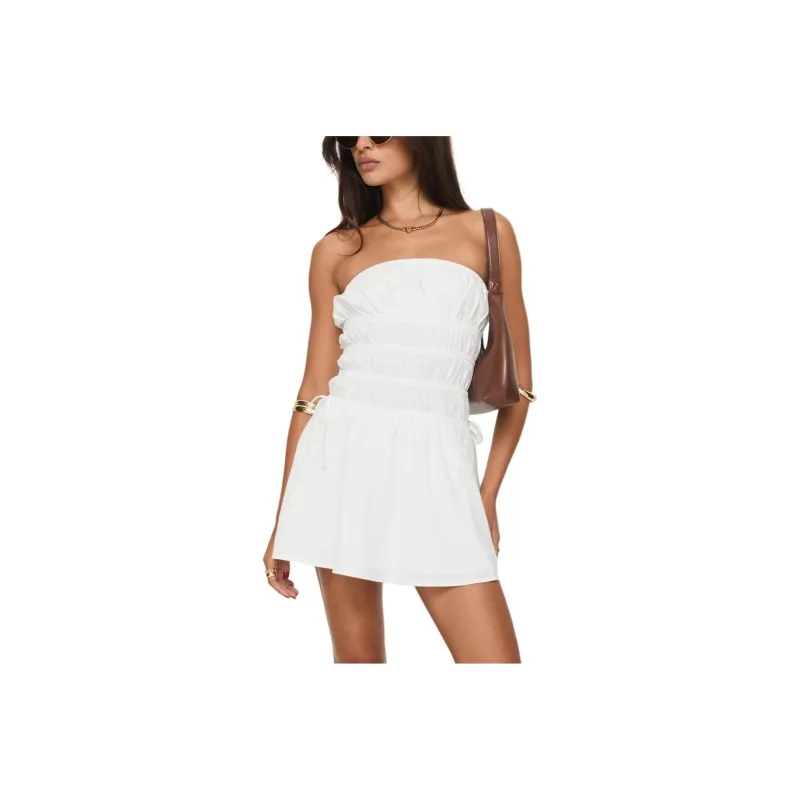 PRINCESS POLLY MERCIER STRAPLESS MINI DRESS Sleeveless Dress Women's WHITE/White-0