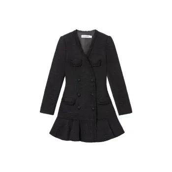 Self portrait Long Sleeved Dresses Women's Classic Black