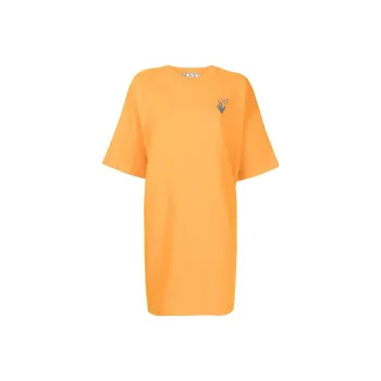 OFF WHITE Short Sleeved Dress Regular Fit Women's Orange