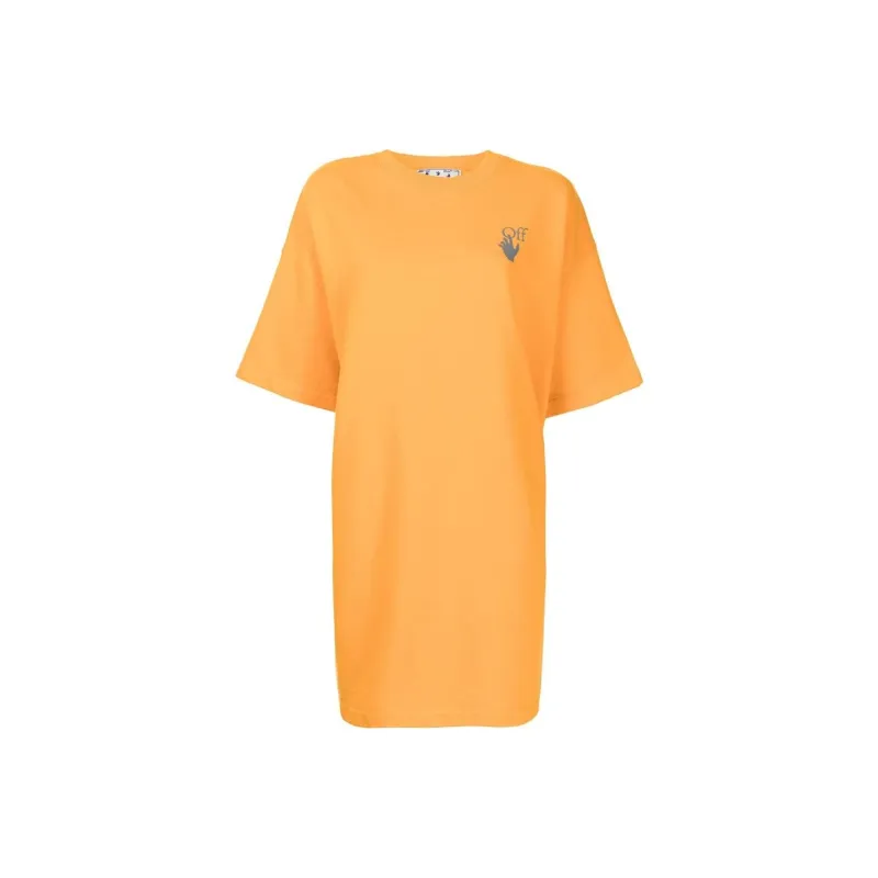 OFF WHITE Short Sleeved Dress Regular Fit Women's Orange-0