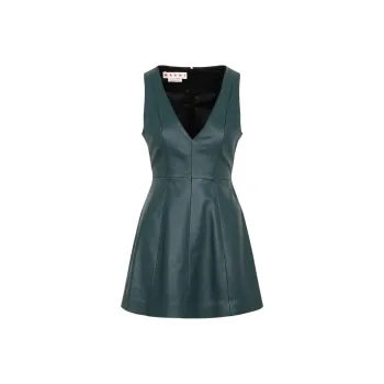 MARNI V-neck Leather Minidress