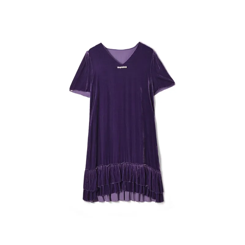 Mapping Short Sleeved Dress Women's Purple-0