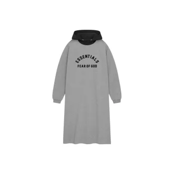 Fear Of God Essentials Women's Nylon Fleece Hooded Dress Dark Heather Oatmeal/Jet Black