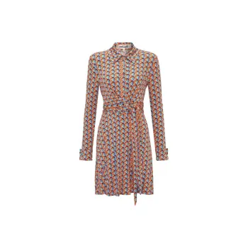 DVF Diane Von Furstenberg SS23 Long-Sleeved Dresses Women's Pink Blue
