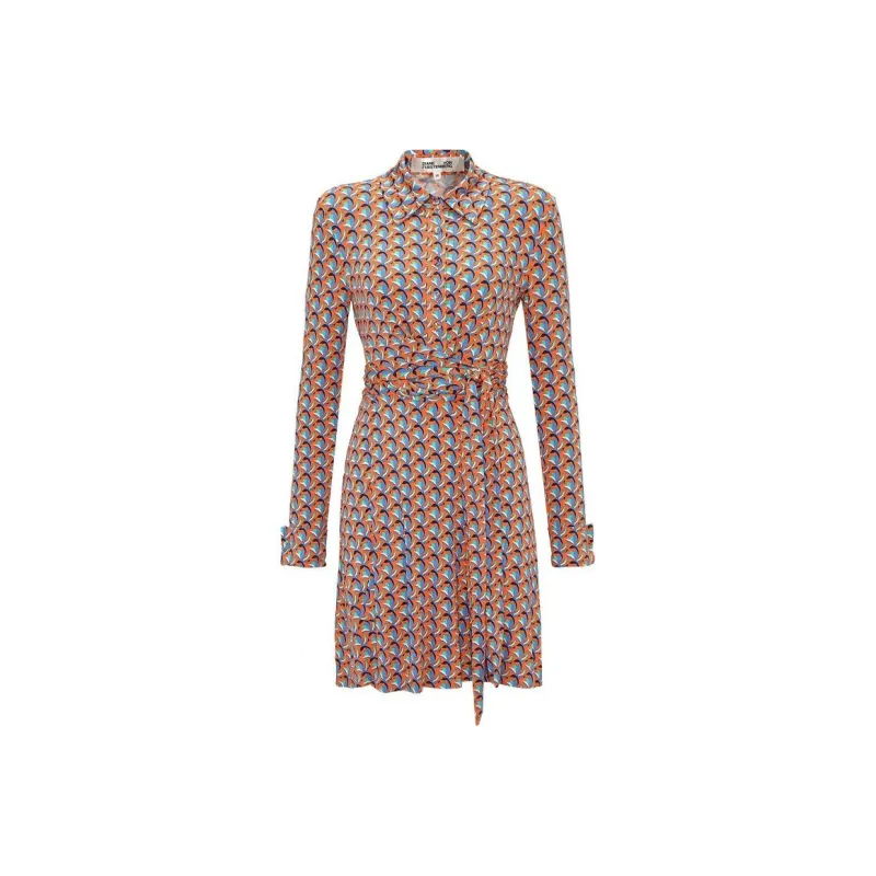 DVF Diane Von Furstenberg SS23 Long-Sleeved Dresses Women's Pink Blue-0